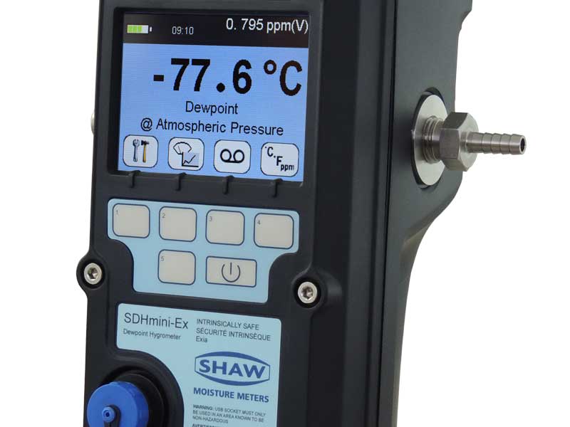 SHAW-SDHmini-Ex-hand held portable dewpoint meter PPM-and-secondary-engineering units