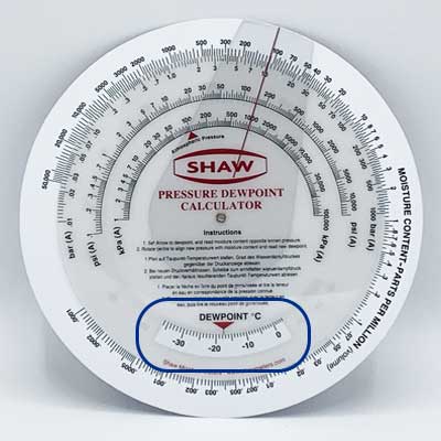 dewpoint calculation for process gases and dry compressed air