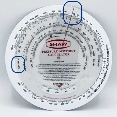 calculate trace moisture measurement, Shaw Moisture Meters dew point