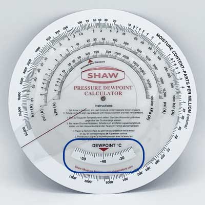 Dewpoint calculator, pressure dew point calculator, Shaw Moisture Meters, dew-point degrees Celsius