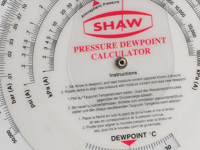 dewpoint calculator, Shaw Moisture Meters, compressed air dew point calculator, calculate pressure dewpoint of air